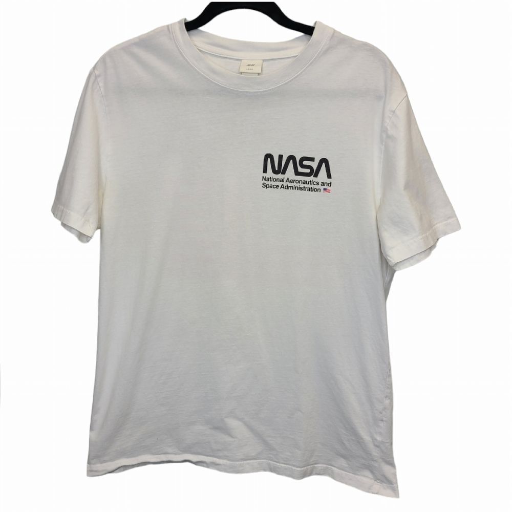 H&M Mens NASA American Flag White Short Sleeve Graphic Cotton Tshirt M